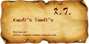 Kapás Tamás névjegykártya